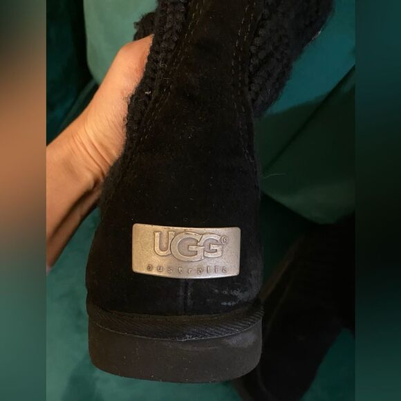 UGG Suburb Crochet Size 6 Suede Sweater Lined Boots - Picture 4 of 16